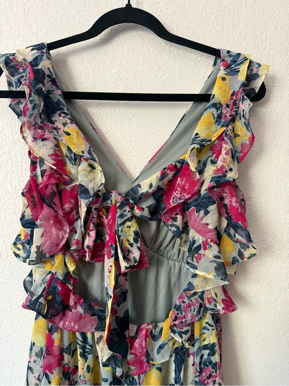 Lauren Conrad Floral Ruffle V-Neck Midi Dress in Pink, Blue & Yellow, medium - Picture 5 of 10